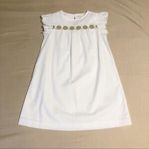 NWT J.Crew Crewcuts Girls White and Gold A-Line Dress Size 6